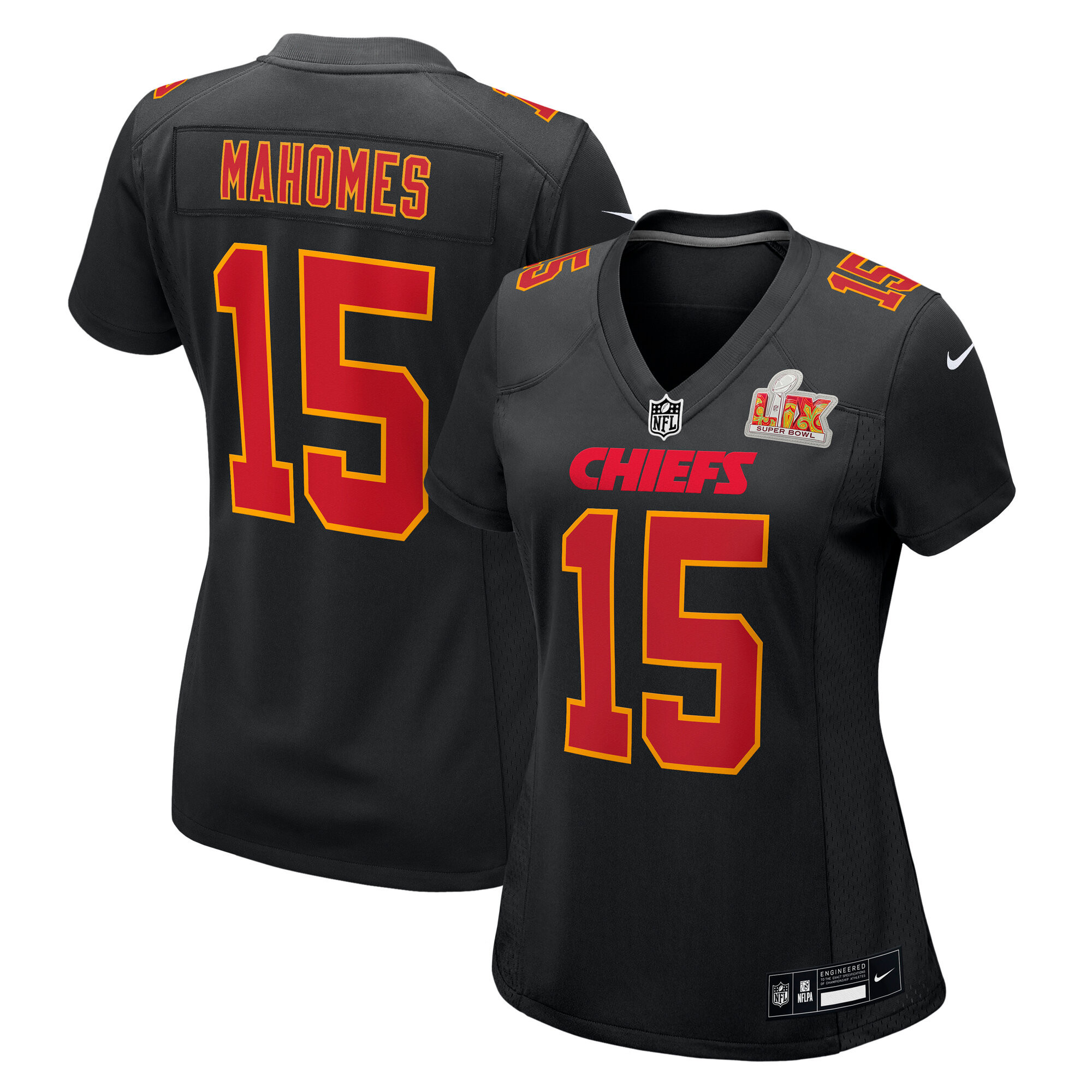 Women's Nike Patrick Mahomes Carbon Black Kansas City Chiefs Super Bowl LIX Fashion Game Jersey | Fanatics