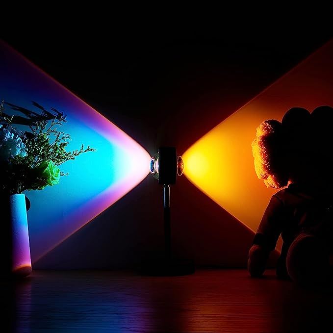 Amuou Sunset Lamp and Rainbow Lights, 2 Colors in 1 Projector Sunset Light with 7 Levels of Adjus... | Amazon (US)