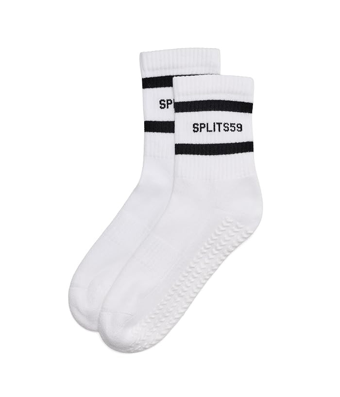 Splits59 Logo Stripe Ankle Socks with Grip Women's Low Cut Socks Shoes White/Black: One Size (US Women's Shoe Size 7-9) | Zappos.com