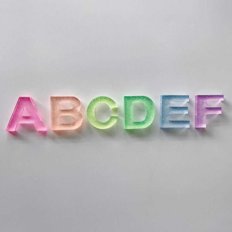 Clearly Rainbow Resin Alphabet Letters. Uppercase, Lowercase, Numbers | Etsy (US)