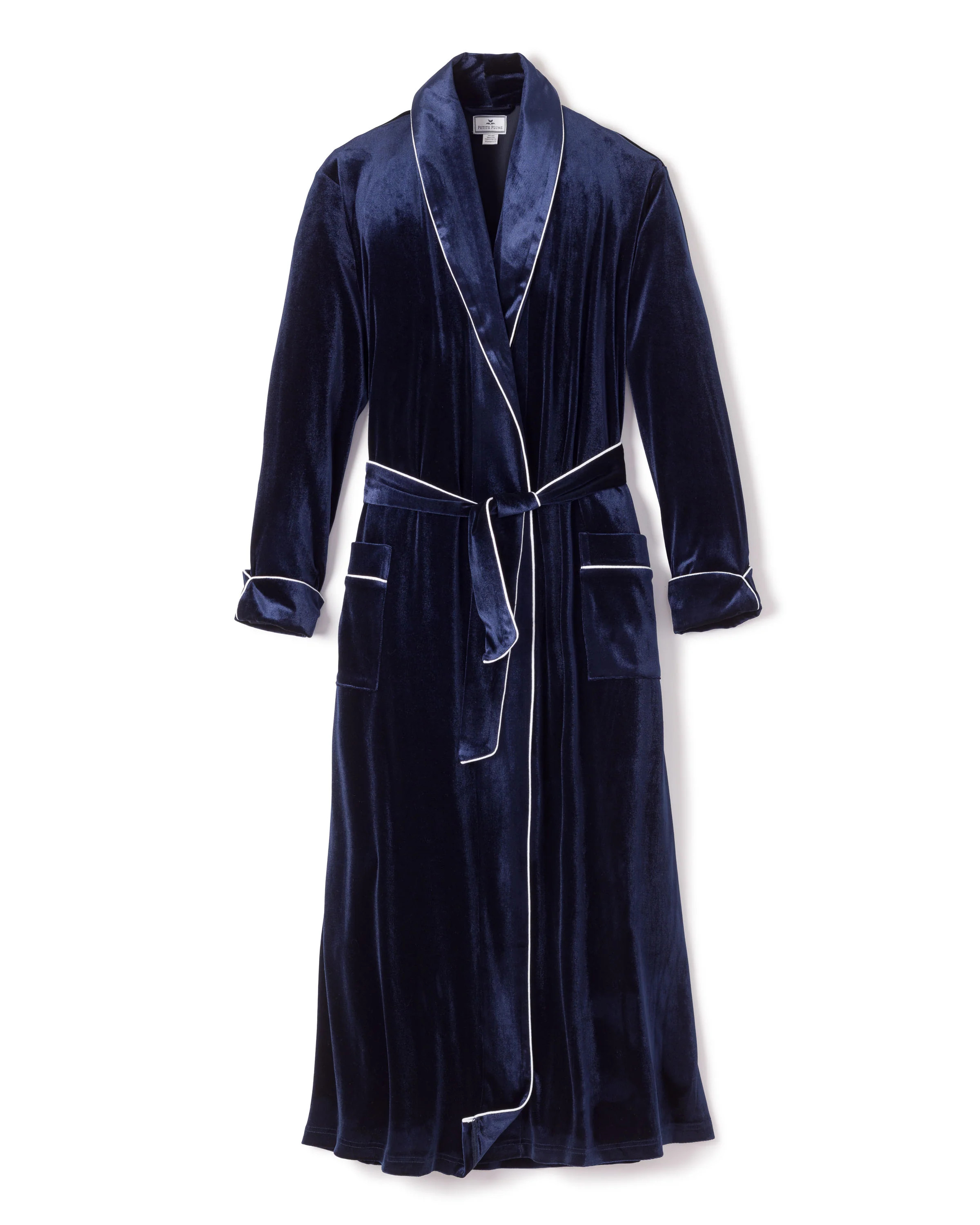 Women's Velour Robe in Navy | Petite Plume