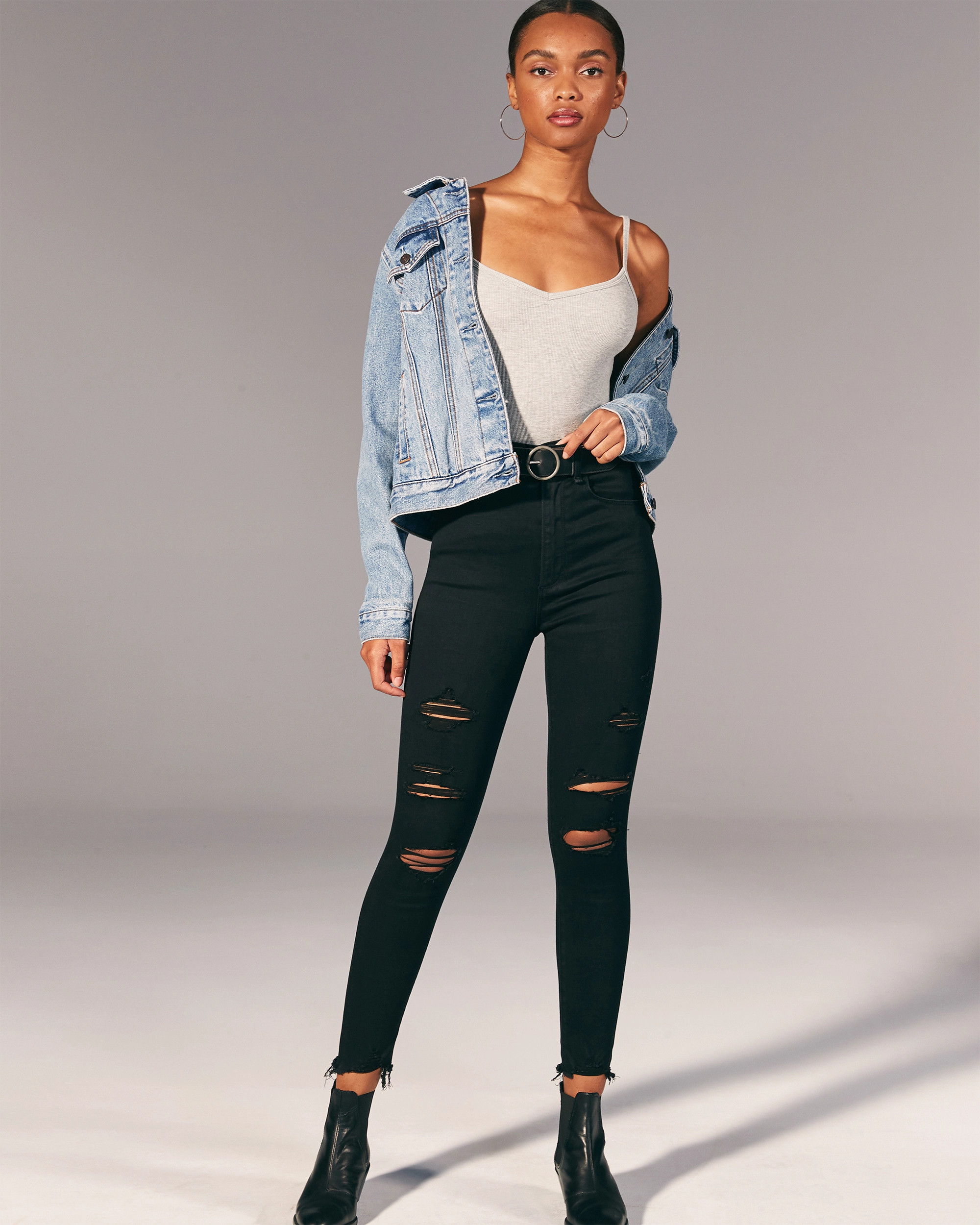 Ripped Ultra High Rise Super Skinny Ankle Jeans | Abercrombie & Fitch (US)