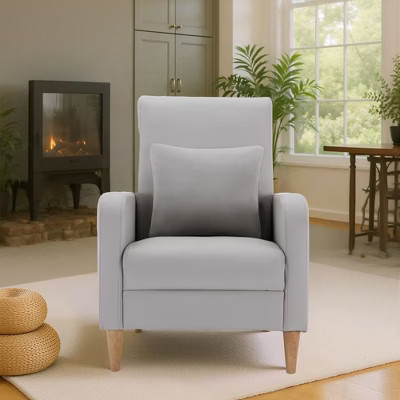 Faux-Shearling Accent Chair with Pillow, Modern Comfy Armchair with Ergonomic Backrest and Padded Armrests | Target