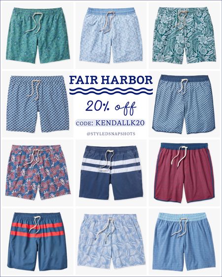 Fair Harbor swim trunks are Matt’s favorite! Use code KENDALLK20
for 20% off. fit tts, but size up if between 

Men’s style, men’s swim, pool, beach, vacation 

#LTKMens #LTKSwim #LTKFindsUnder100