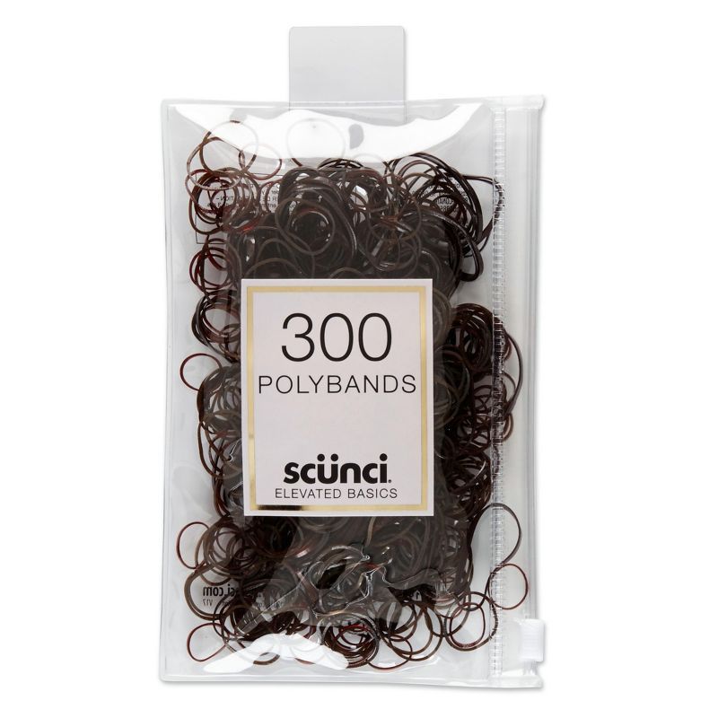 scunci Mixed Size Polybands in Zippered Pouch Brown - 300pc | Target