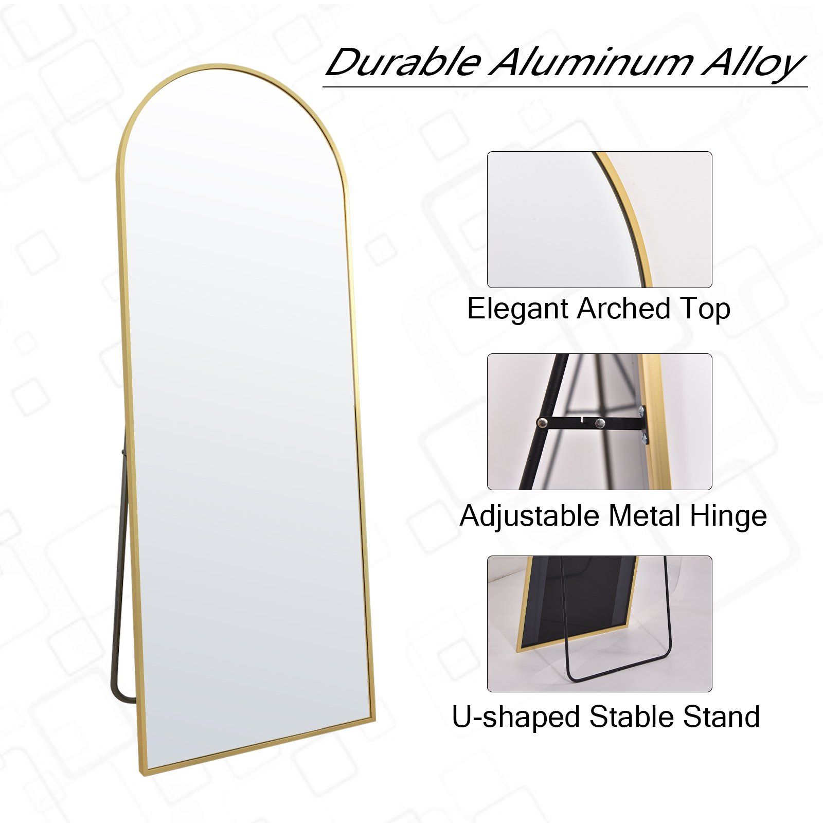 BEAUTYPEAK 64"x21" Full Length Mirror Arched Standing Floor Mirror Full Body Mirror, Gold - Walma... | Walmart (US)