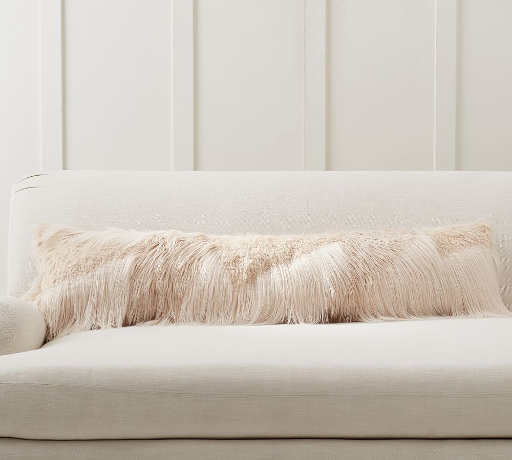 Mongolian Patchwork Faux Fur Lumbar Throw Pillow Cover | Pottery Barn (US)