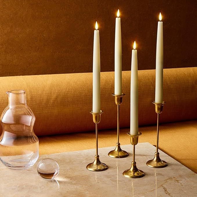 Flickering Flameless Taper Candles with Remote - 11 Inch LED Candlesticks, Realistic 3D Flame wit... | Amazon (US)