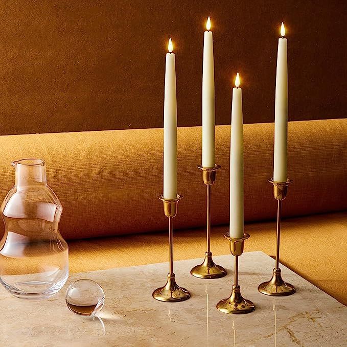 LampLust Flickering Flameless Taper Candles with Remote - 11 Inch LED Candlesticks, Realistic 3D ... | Amazon (US)