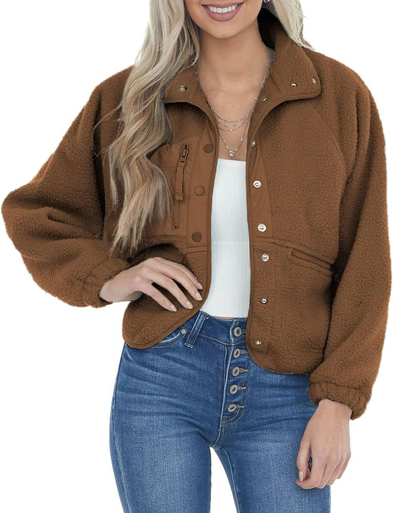 Womens Winter Coats Casual Lapel Long Sleeve Fleece Faux Fur Jacket | Amazon (US)