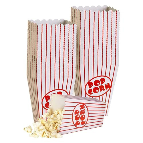 kedudes 40-Pack Movie Night Popcorn Boxes for Party - 11oz Red and White Paper Bucket Bags for Popcorn Machine, Movie Theater Decor Pop Corn Container, Carnival and Circus Party Pop Corn Bowl - Small | Amazon (US)