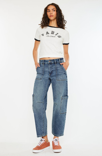 KanCan Charly Low Slung Barrel Jeans | Nordstrom | Nordstrom