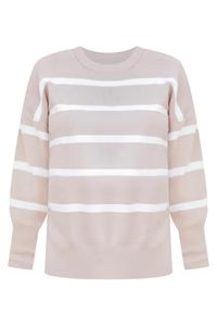 Crushing On You Tan Striped Crew Neck Sweater | Pink Lily