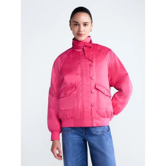 Free Assembly Women's Bow Tie Bomber Jacket, Sizes XS-XXL | Walmart (US)