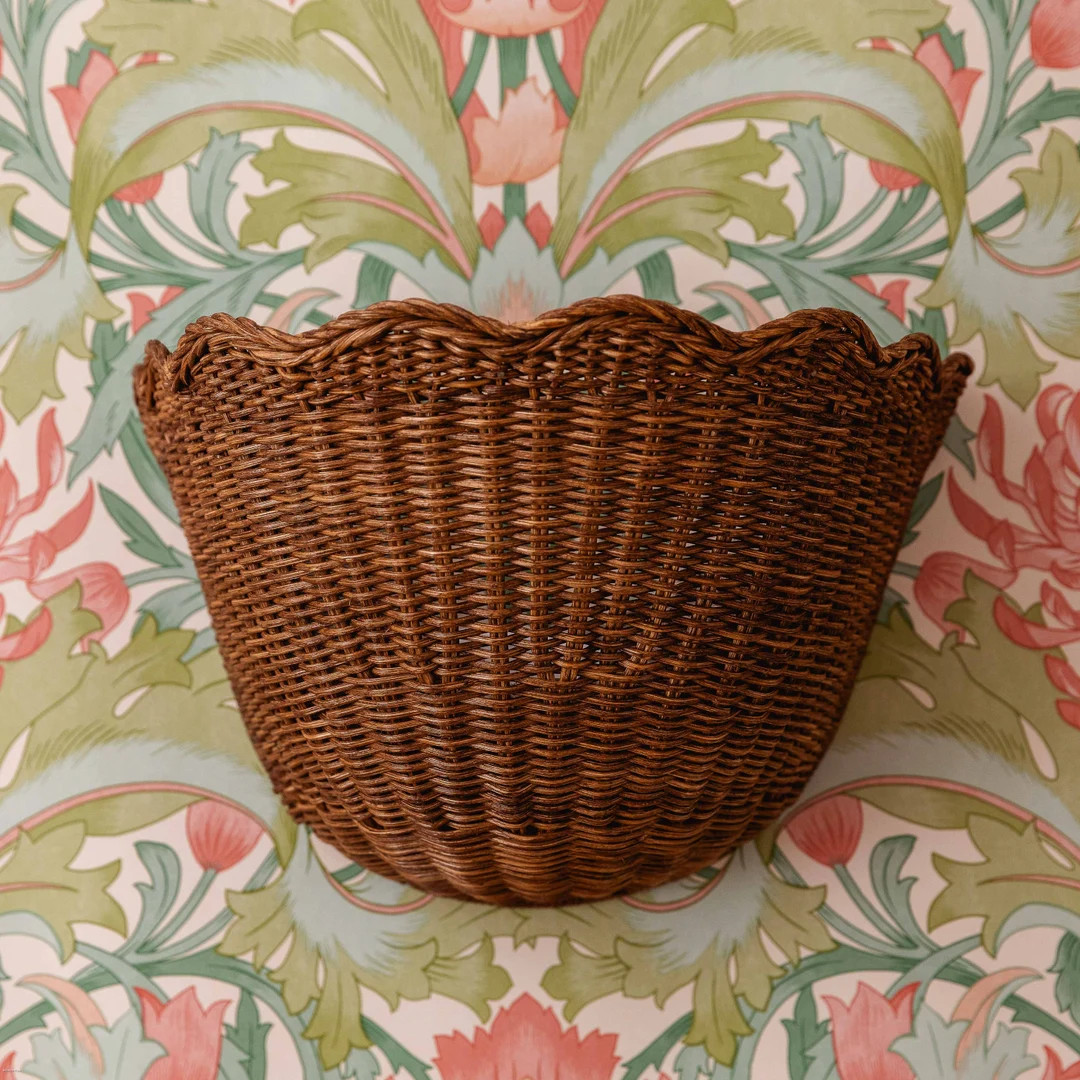 Scalloped Rattan Wall Light Shade (Teak) | Etsy (Global)