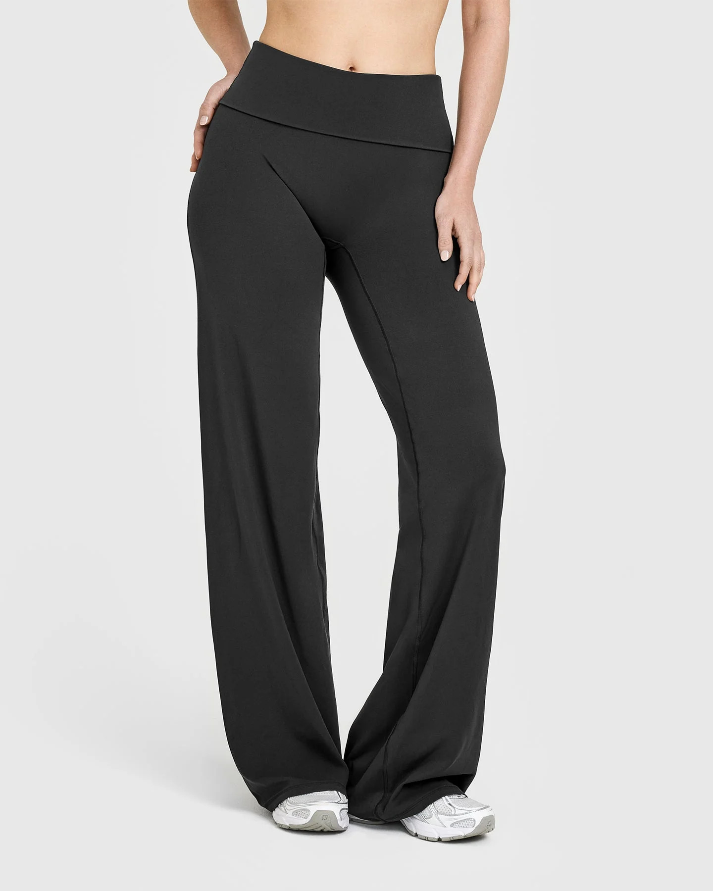 SoftMotion™ Fold Over Straight Leg Bottoms | Soft Black | Oner Active (UK / US)