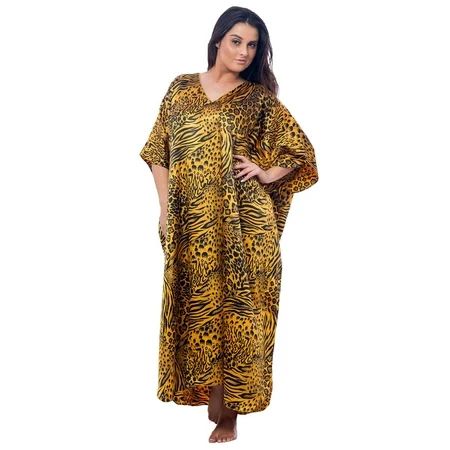 Up2date Fashion s Women s Caftan / Kaftan Gold and Black Animal Print | Walmart (US)