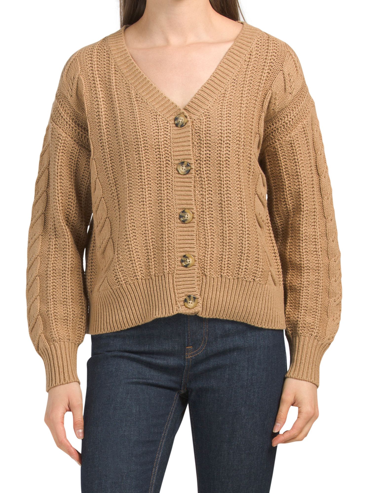 Cable Knit Button Front Cardigan | TJ Maxx