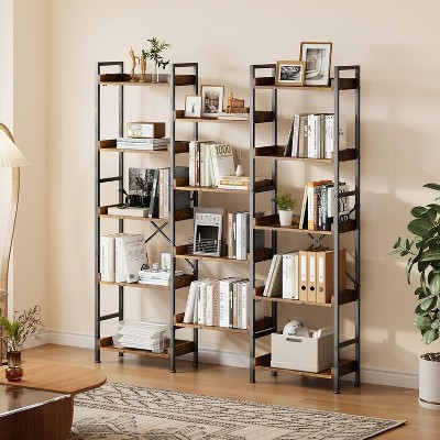 Book Shelf, 5 Tier Bookshelf, Wood Bookcase with Display Shelves, Wide Book Shelf Book Case with Metal Frame for Living Room Bedroom Home Office | Target