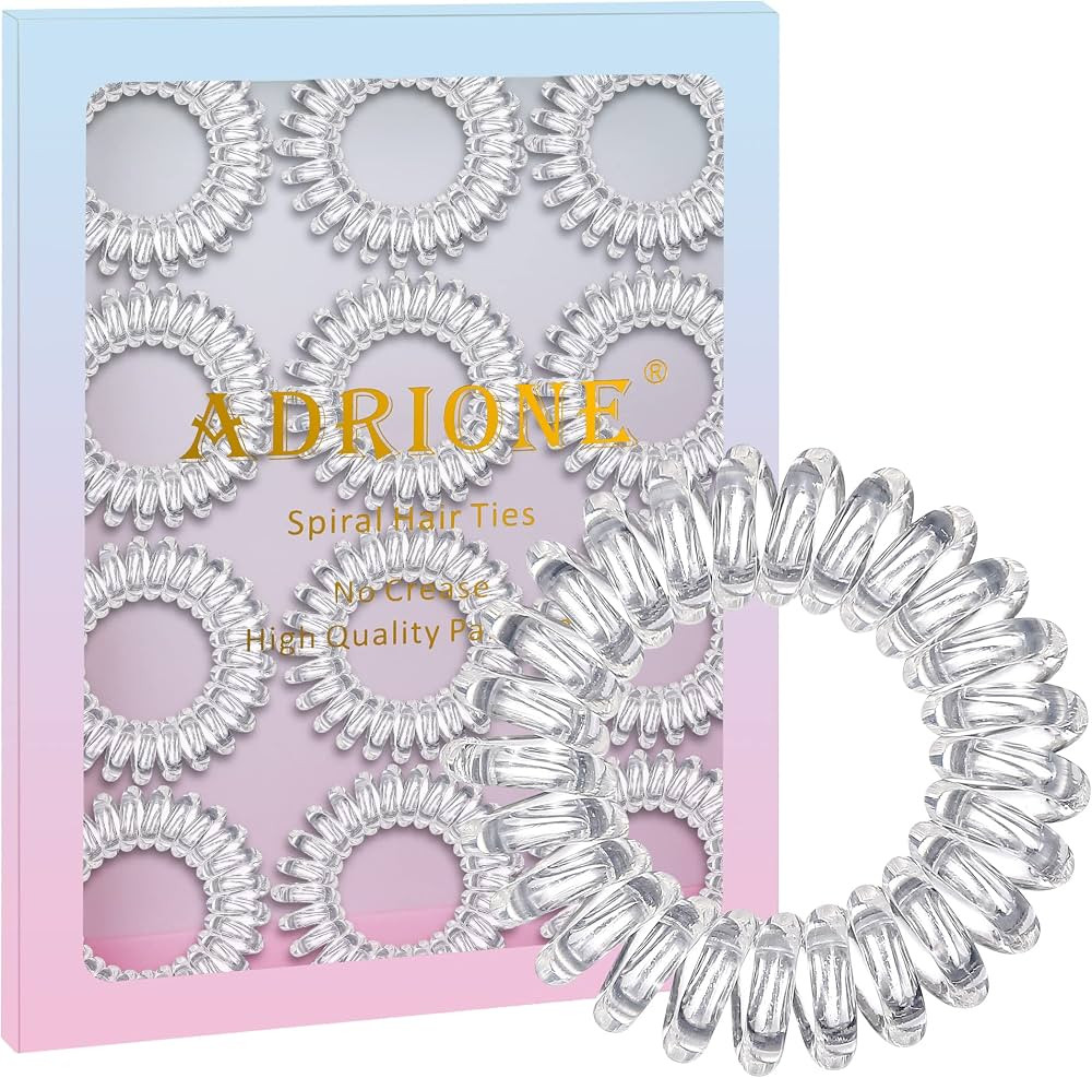 ADRIONE Clear Hair Ties for Women Thick Hair No Damage, Clear Hair Elastics Clear Rubber Bands fo... | Amazon (US)
