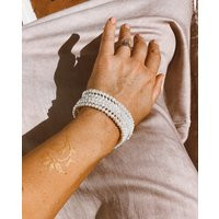 Pearl Multi Strand Bracelet With Silver Clasp, Bridal Jewelry | Etsy (US)