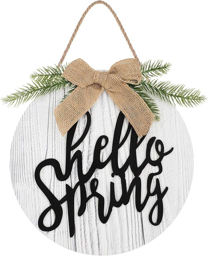 Wooden Hanging Sign Hello Spring Welcome Sweet Home Sunflower Printed Sign for Spring Summer Vale... | Amazon (US)