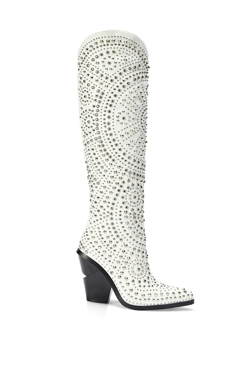TEXAS-WHITE WESTERN BOOT | Azalea Wang