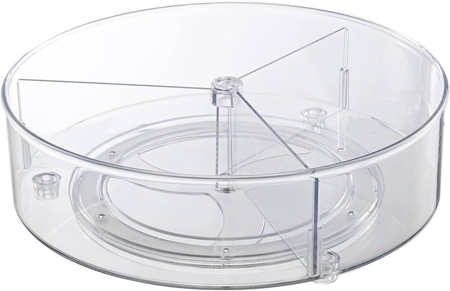 Empaxum Clear Lazy Susan Organizer with 3 Dividers 10.7" Plastic Divided Lazy Susan Turntable for... | Amazon (US)