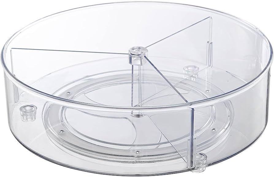 Empaxum Clear Lazy Susan Organizer with 3 Dividers 10.7" Plastic Divided Lazy Susan Turntable for... | Amazon (US)