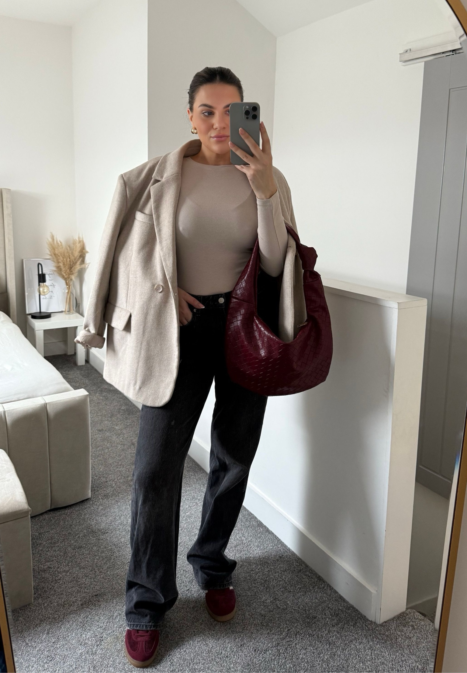 Winter fits 🍇🫶🏻 
Burgundy wool blazer Zara jeans spezial adidas winter outfit 

#LTKwinter #LTKover50style #LTKuk