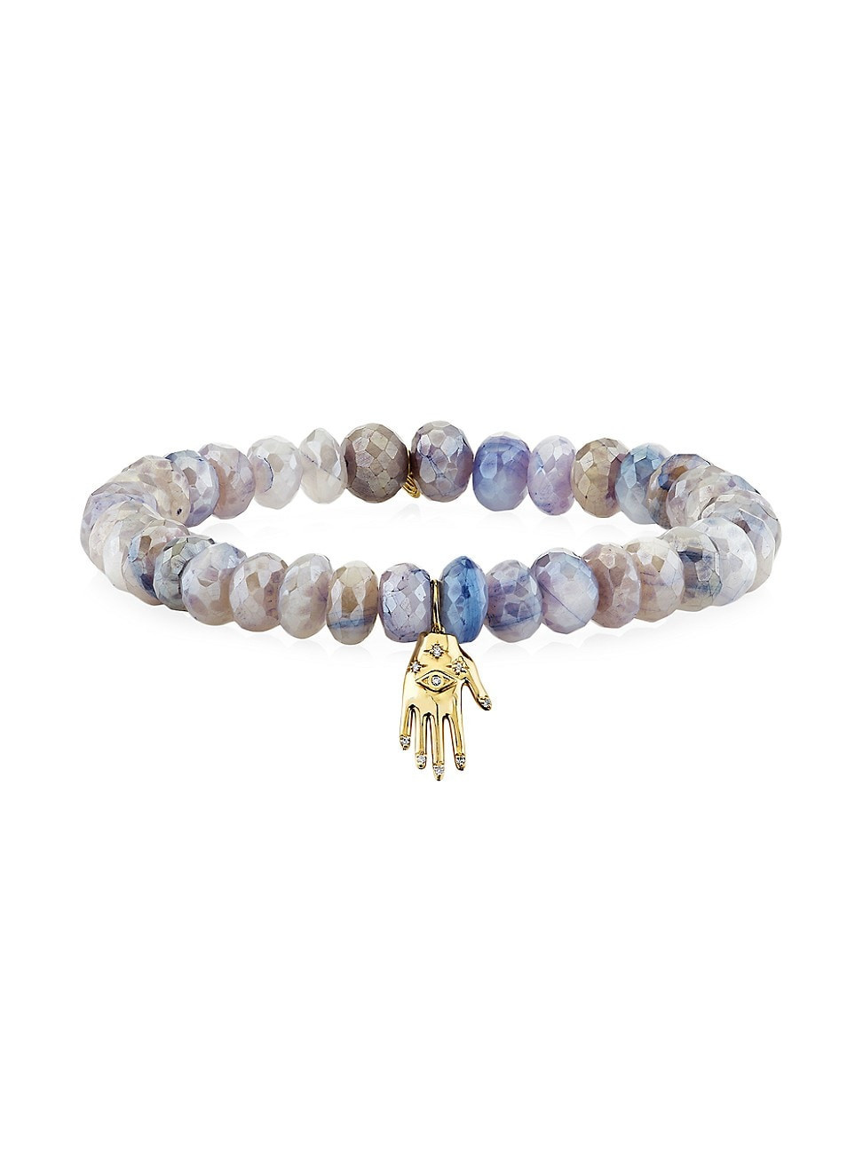 Women's 14K Yellow Gold, Lavender Moonstone & 0.04 TCW Diamond Beaded Stretch Bracelet | Saks Fifth Avenue