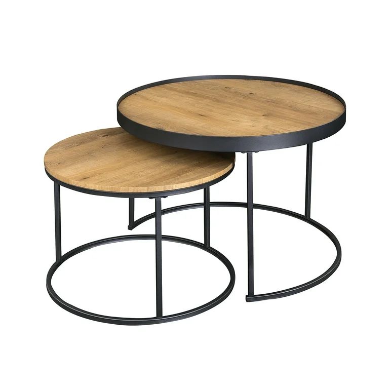 Gap Home Modern Round Nesting Coffee Tables, Set of 2, English Oak | Walmart (US)
