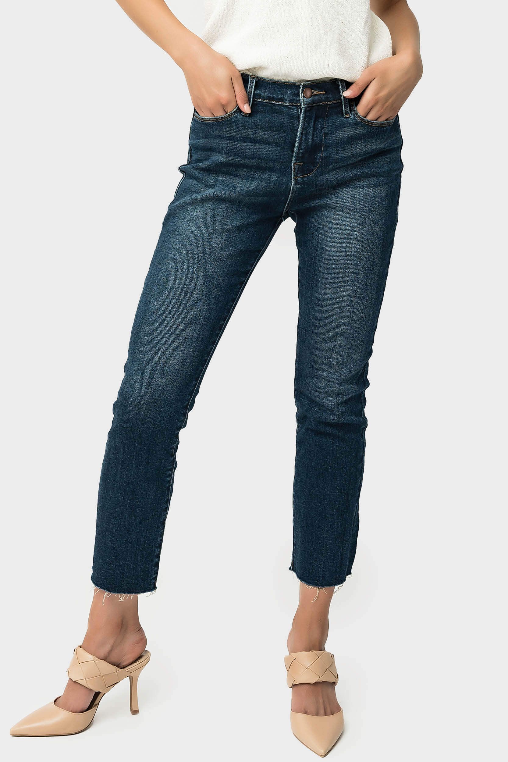 Essential Mini-Flare Leg Denim with Raw Hem | Gibson