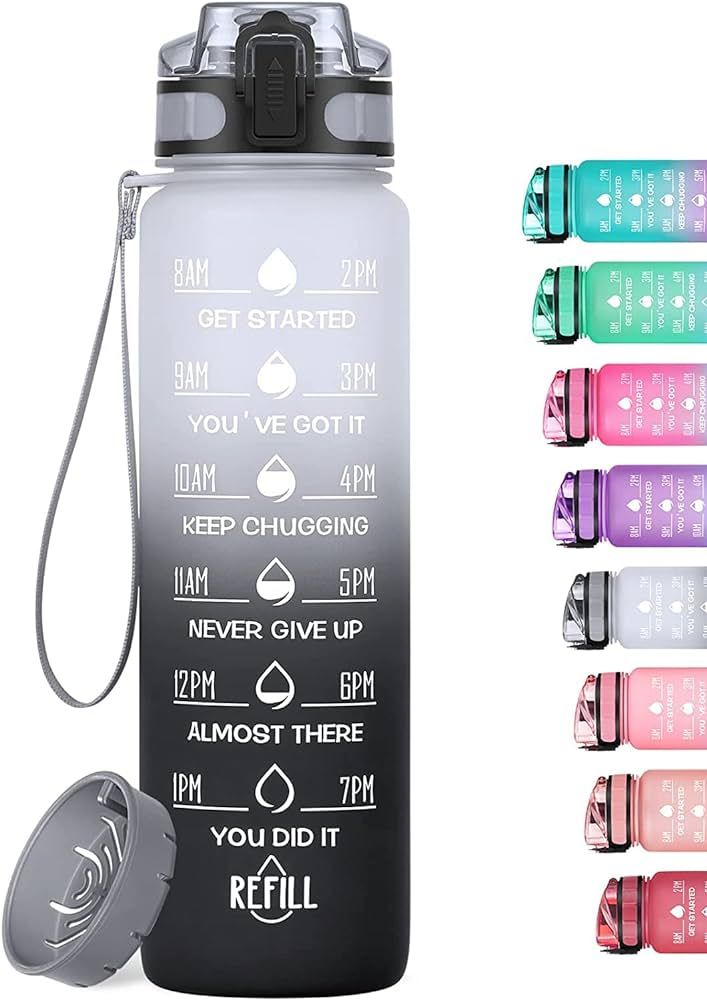MEITAGIE 32oz Motivational Water Bottle with Time Marker & Fruit Strainer, Leak-proof BPA Free No... | Amazon (US)