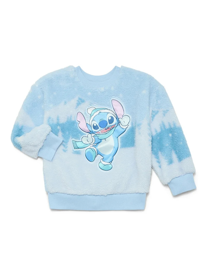 Stitch Toddler Girls' Plush Faux Shearling Sweater, Sizes 12M-5T | Walmart (US)