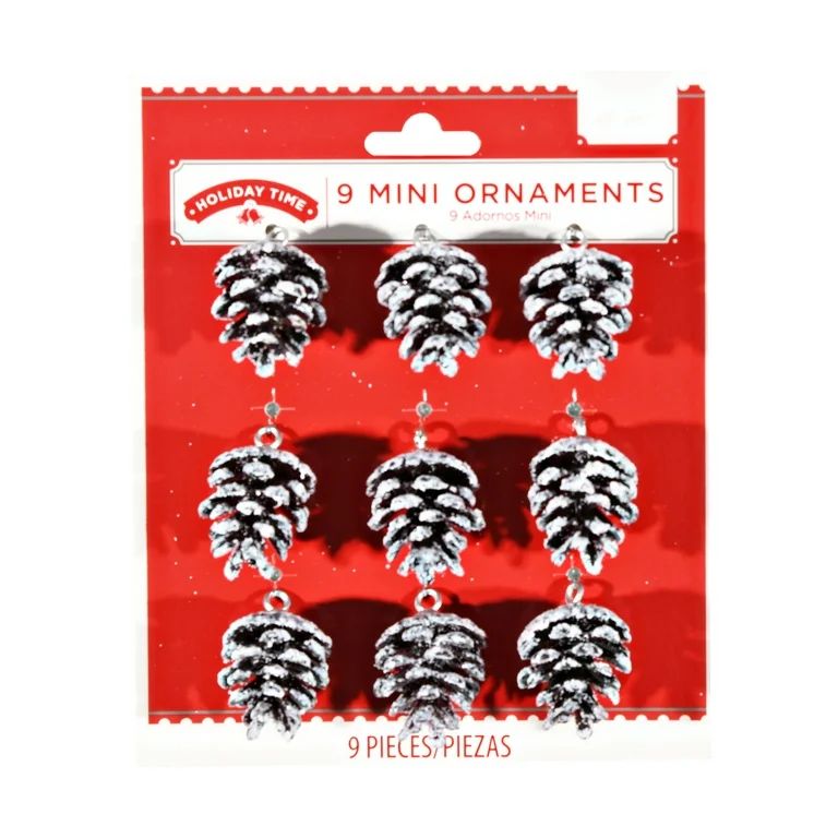 Holiday Time Mini Frosted Pinecone Christmas Ornaments, 9 Count | Walmart (US)