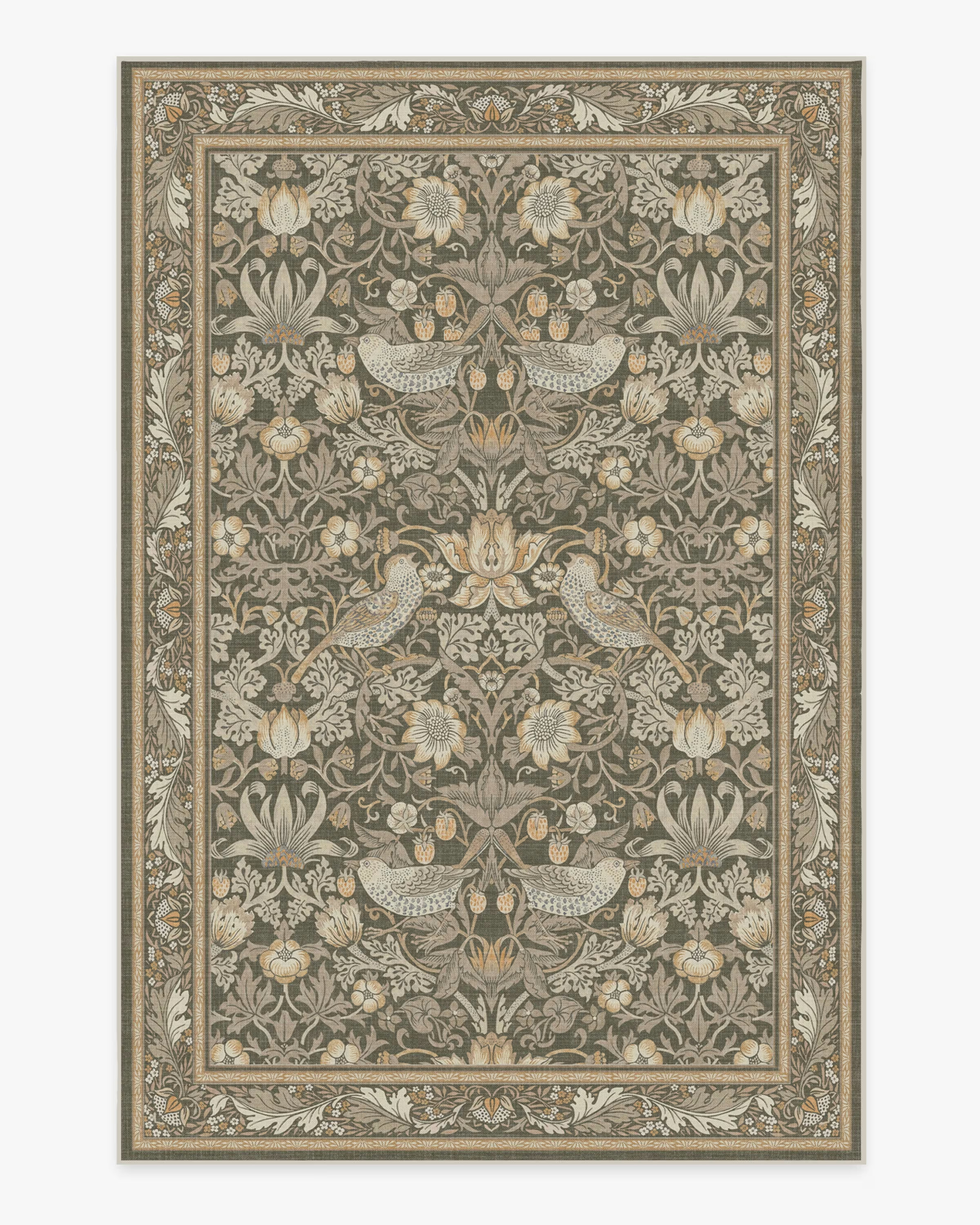 Morris & Co. Strawberry Thief Stone Gold Rug | Ruggable