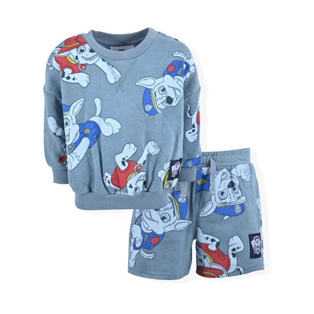 Paw Patrol Baby and Toddler Boy French Terry Sweatshirt and Shorts Outfit Set, 2-Piece, Sizes 12M... | Walmart (US)