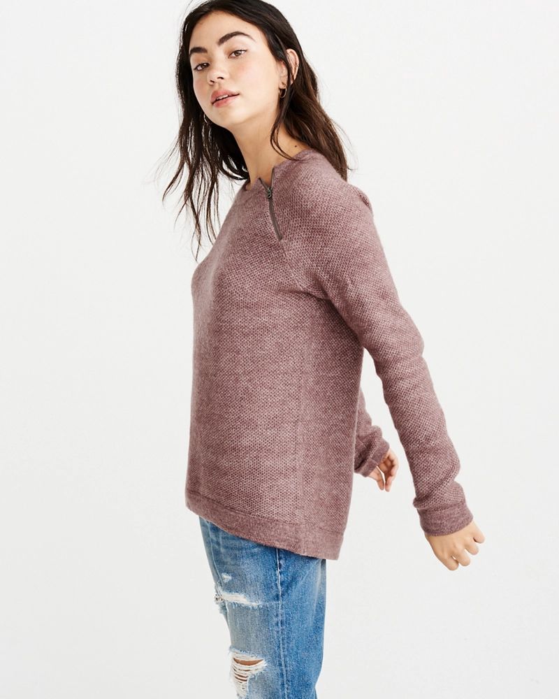 Pullover Zipper Crew Sweater | Abercrombie & Fitch US & UK