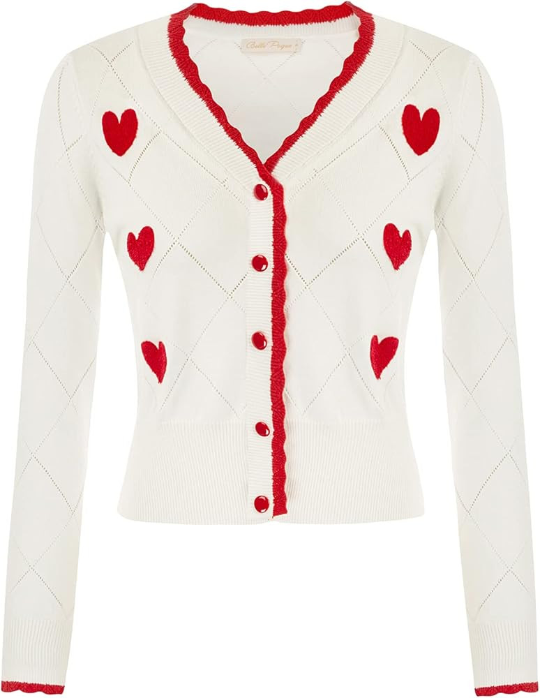 Belle Poque Long Sleeve Cardigan Sweater for Women Button Down V Neck Floar Cardigan Cropped Card... | Amazon (US)