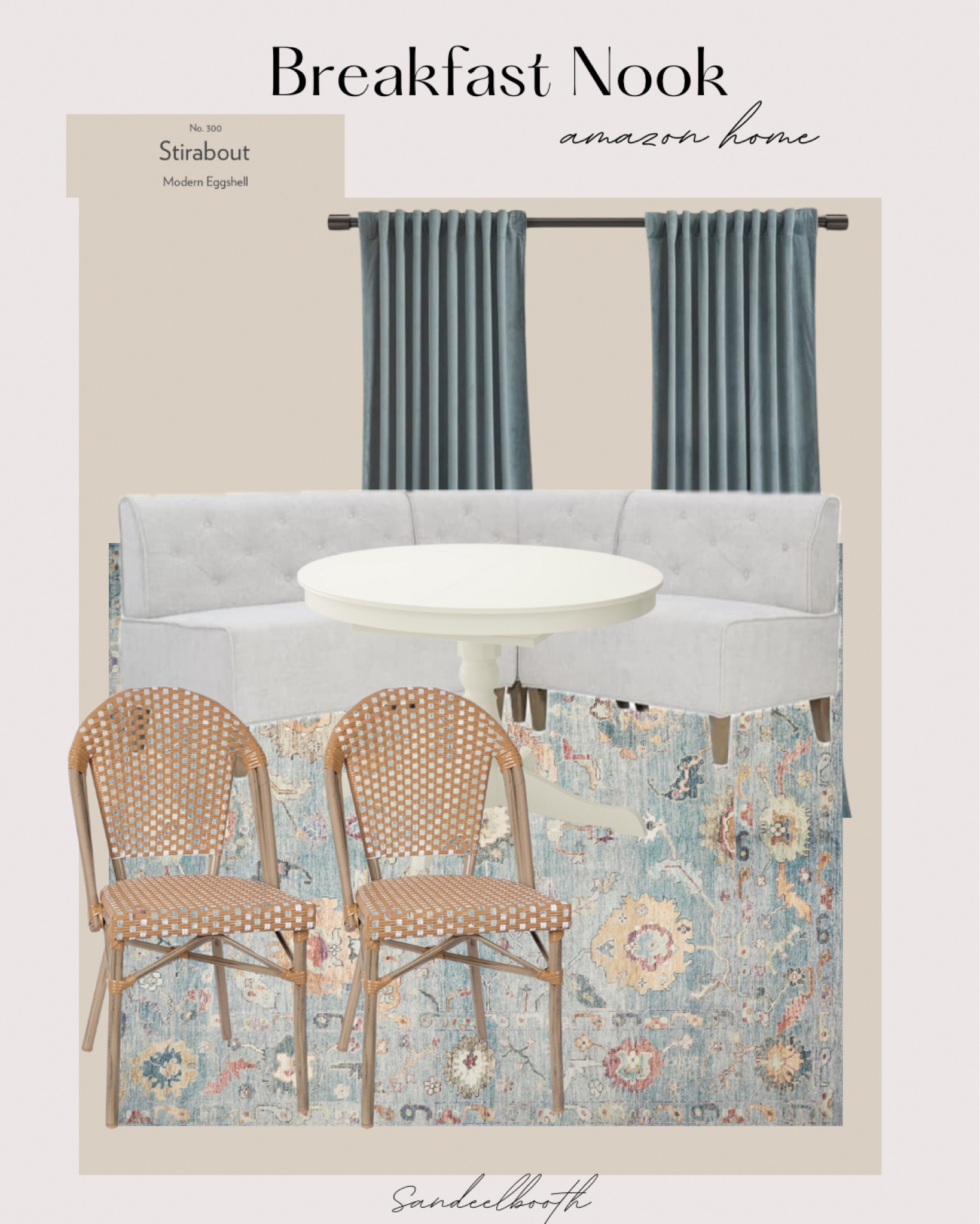 Light and airy French bistro inspired breakfast nook 🩵

*exact table from ikea 

#LTKhome #LTKfindsunder100 #LTKfamily