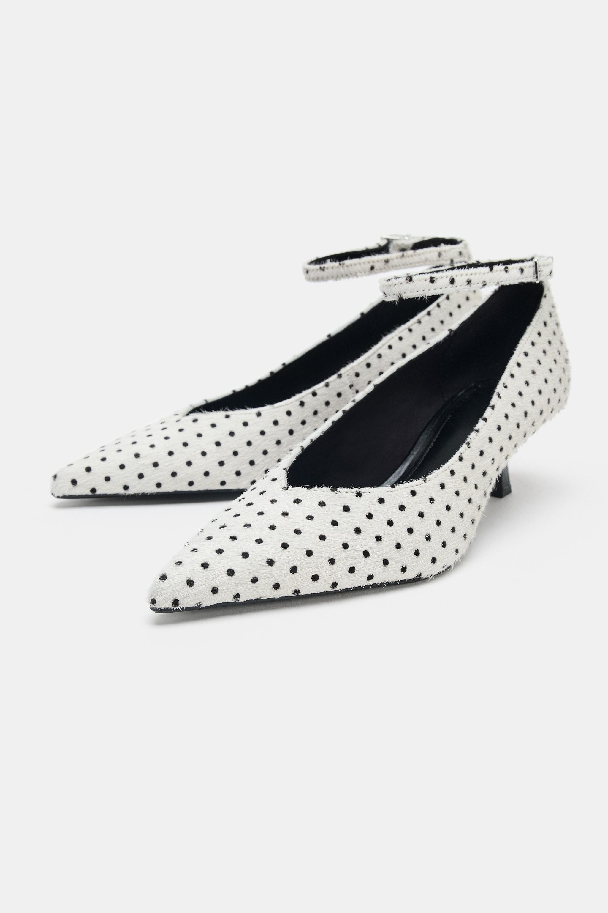 POLKA DOT LEATHER AND SHEEPSKIN HEELED SHOES | Zara UK