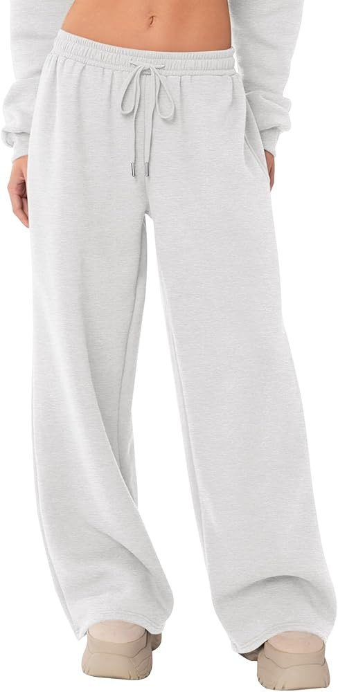 LOMON Women's Sweatpants Wide Leg Fleece Lined Sweat Pants Spring Winter Clothes 2026 Baggy Draws... | Amazon (US)