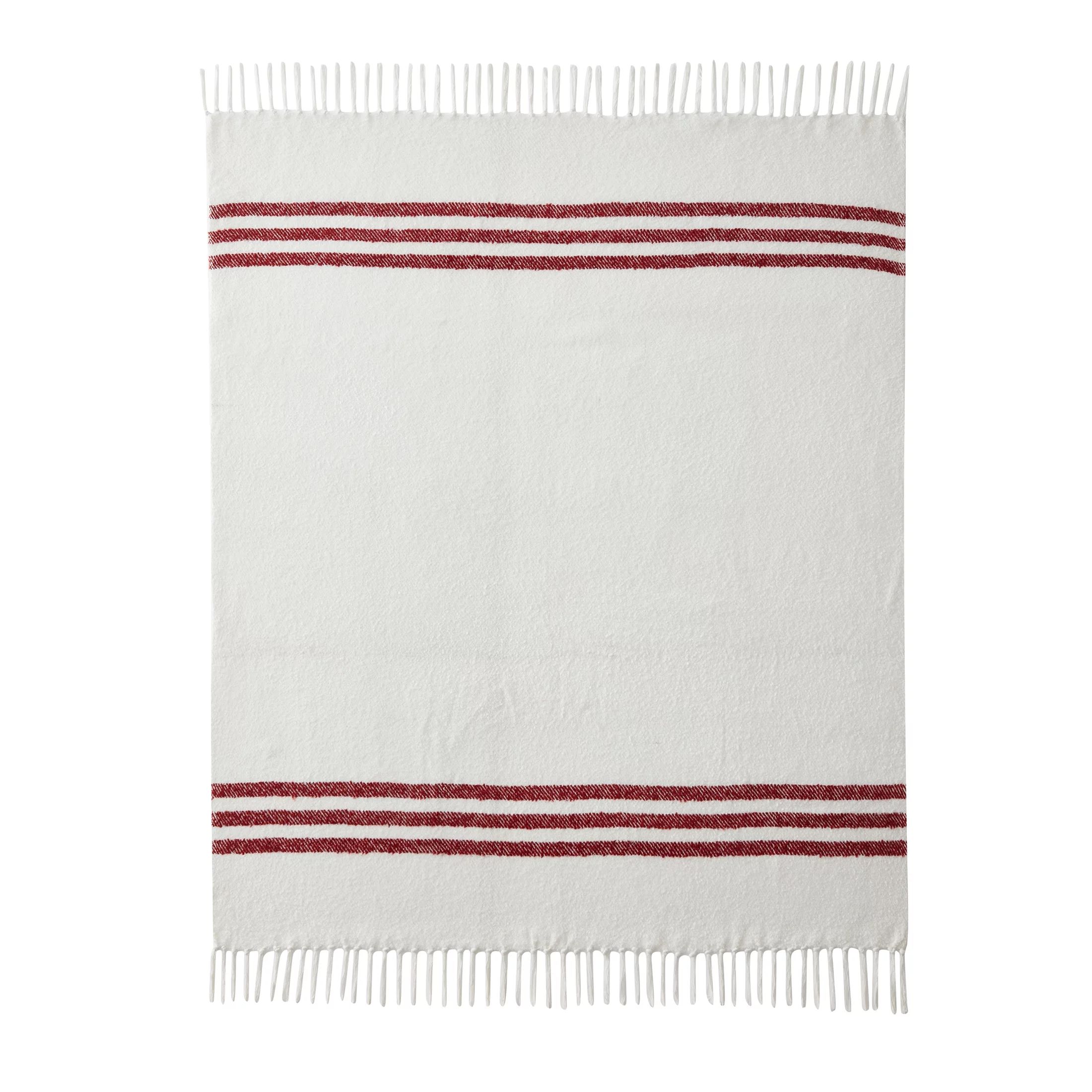 My Texas House Taylor Cotton-Rich Twill Stripe Throw, 50 x 60, White/Red | Walmart (US)