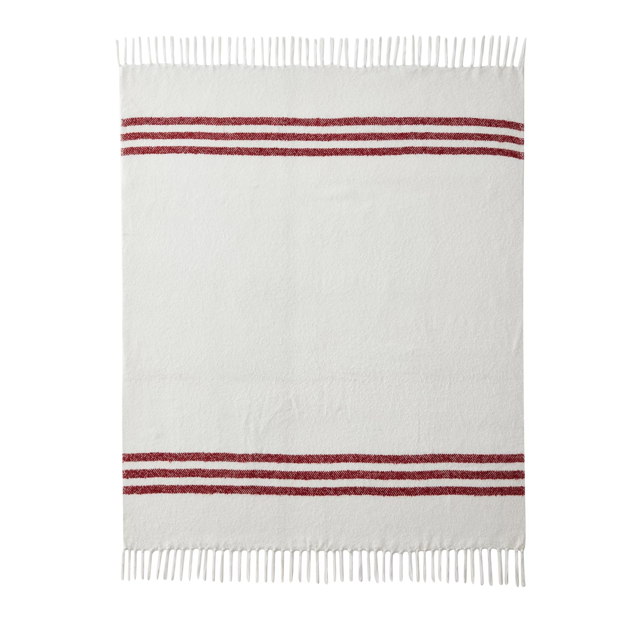 My Texas House Taylor White/Red Stripe Cotton-Rich Throw, 50" x 60" | Walmart (US)