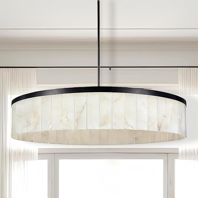 41 Inch Diam Alabaster Round Chandelier, Handmade Natural Stone Ceiling Light, Modren Organic Uni... | Amazon (US)