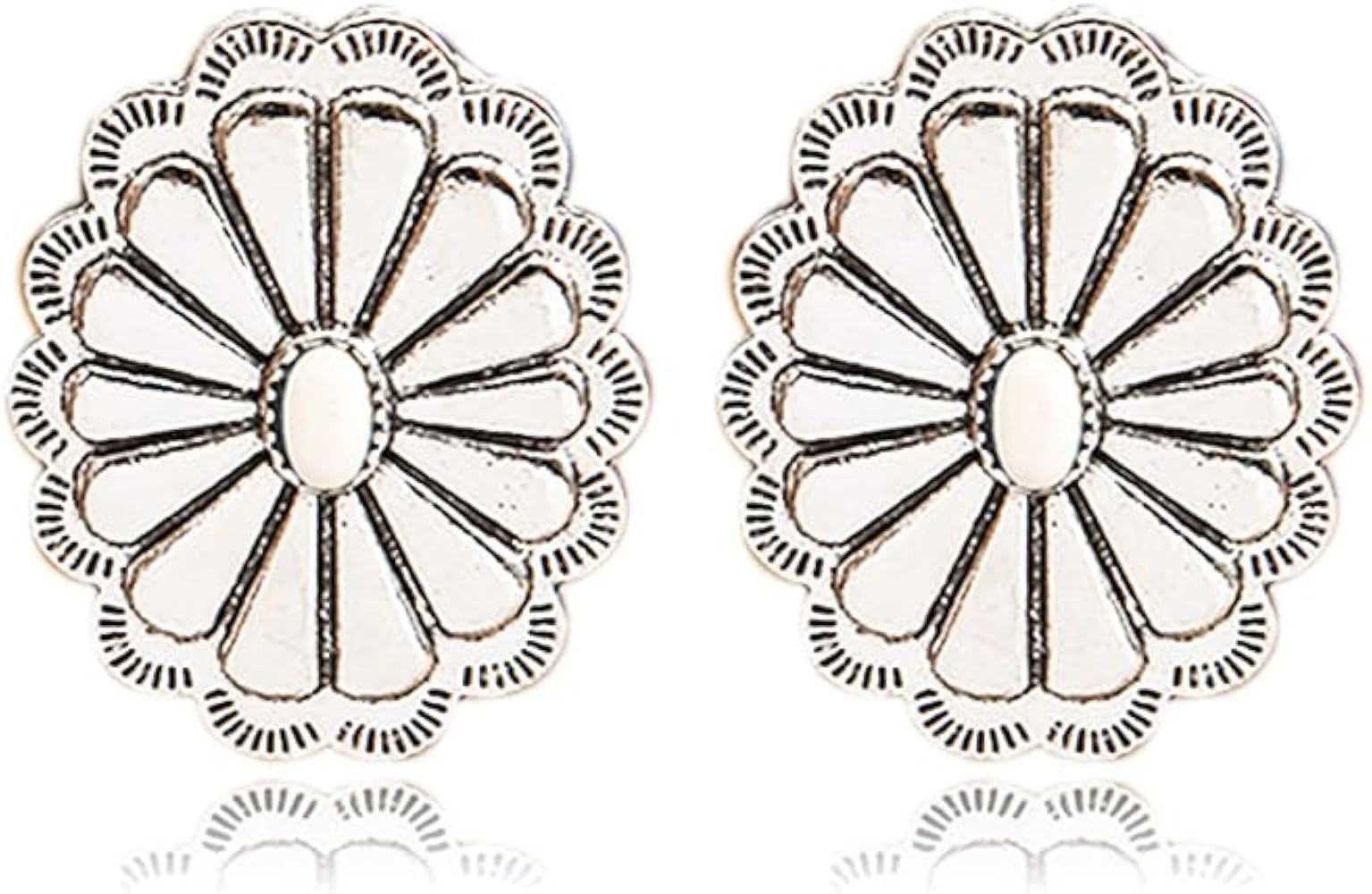 Bohemian Western Natural Turquoise Geometric Flower Drop Dangle Earrings Statement Cowgirl Ethnic... | Amazon (US)