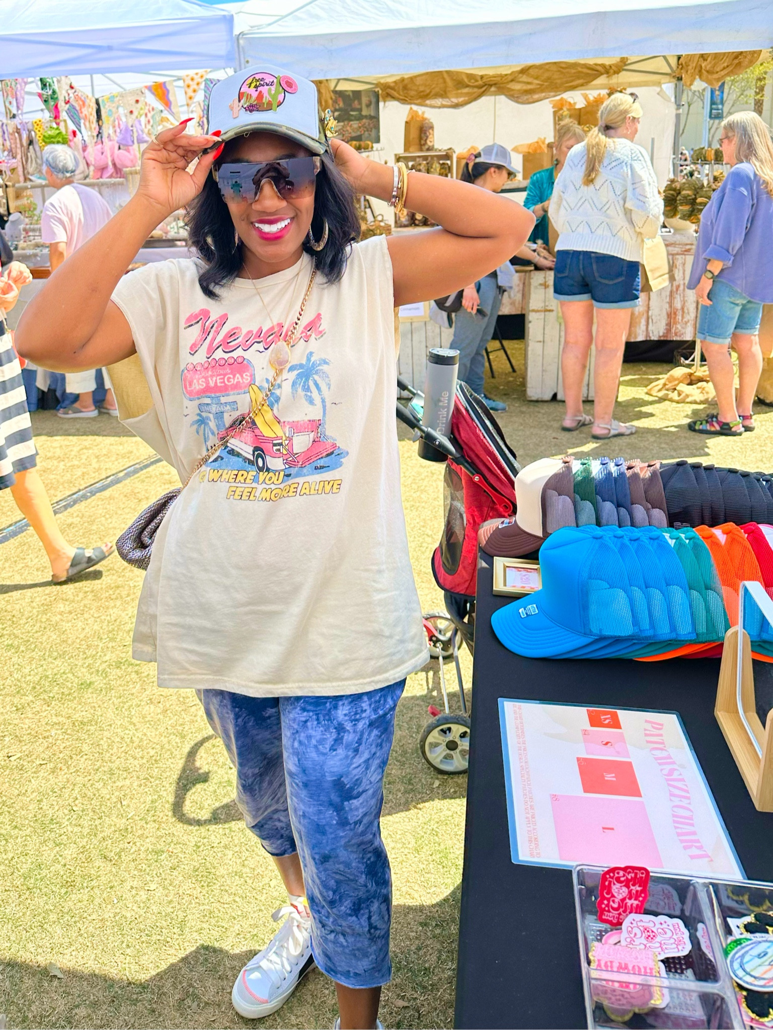 What to wear in Las Vegas in April.
Pro tip: I purchased one size up (Large instead of Medium) and cut the sleeves off this T-shirt!