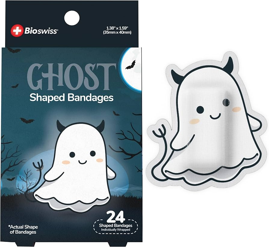 BioSwiss Bandages, Halloween Ghost Shaped Self Adhesive Bandage, Latex Free Sterile Wound Care, F... | Amazon (US)
