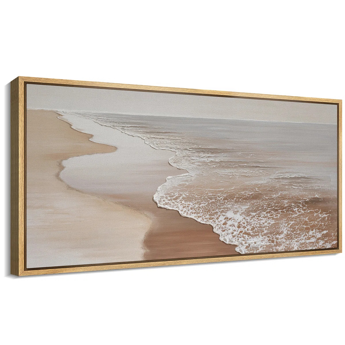 Calm Neutral Beach Shoreline Coastal Landscape Wall Decor Extra Large Pictures Framed Canvas Prin... | Wayfair North America
